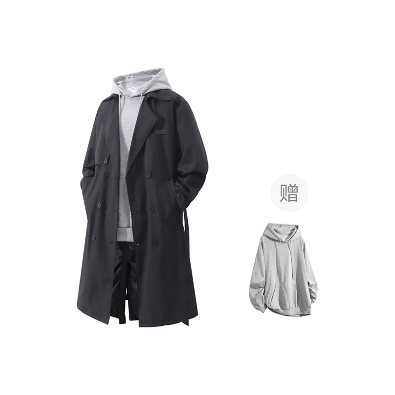 YOSICIL Trench Coat Unisex Black-6
