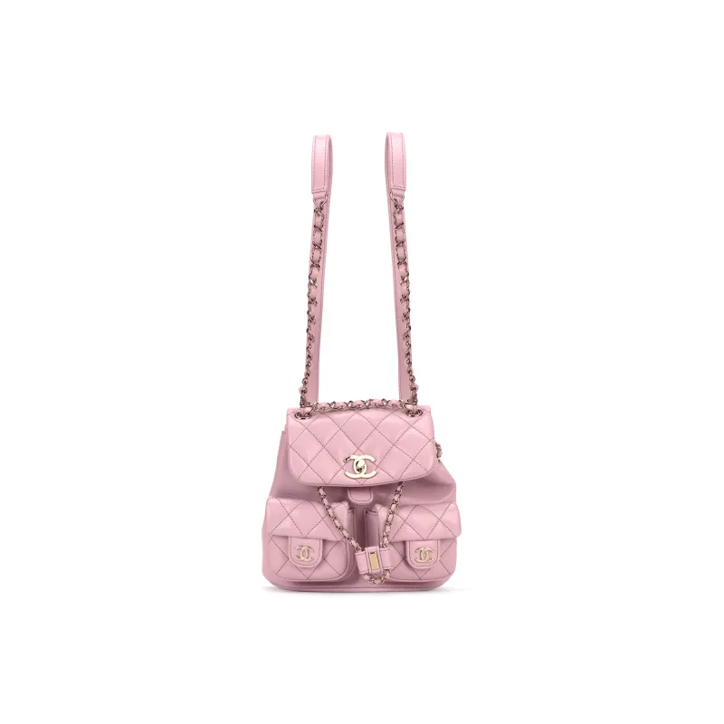 CHANEL Duma Grain Cow Leather Backpack Medium Size Women's Pink-0