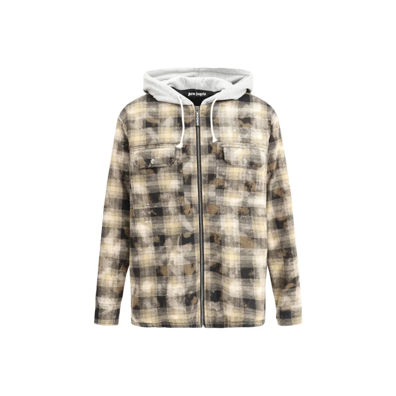 PALM ANGELS Checked Zip Up Hooded Jacket-0