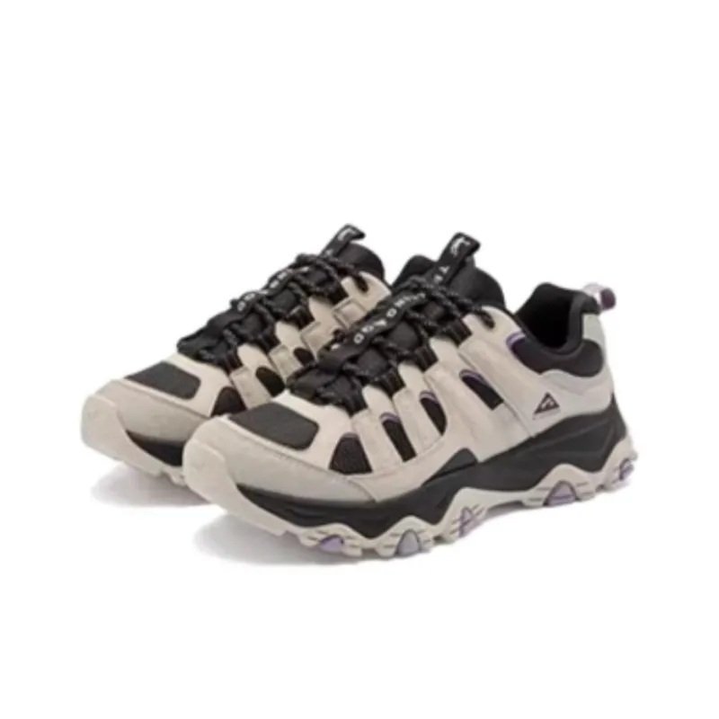 QIAODAN Non-slip Wear-resistant Shock Absorption Low-Top Trail Running Sprint Running Shoes Women's Beige Black-2