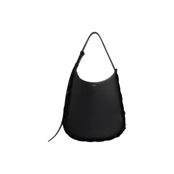Chloe Small Grained Cow Leather Patchwork Smooth Calfskin Tote Bag Shopping Bag Handbag Women's Black