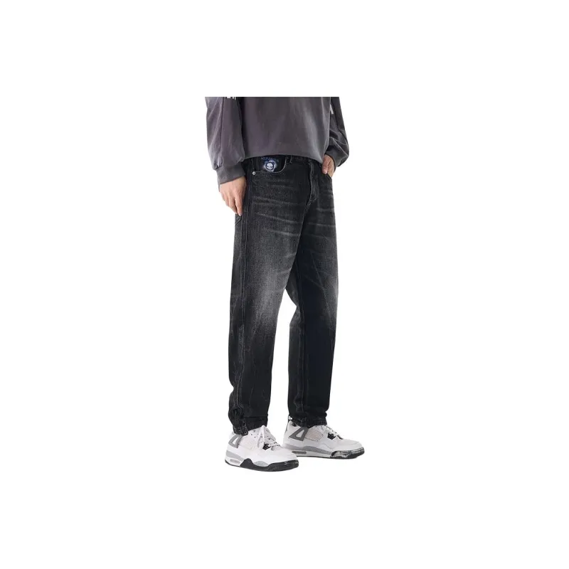 HIPANDA Jeans Men Gray Black-0