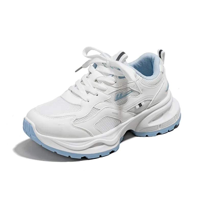 Warrior Low Top Chunky Sneakers Women's White Light Blue-1
