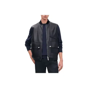 HERMES Leather Jacket Men's Black