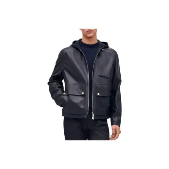 HERMES Leather Jacket Men's Black