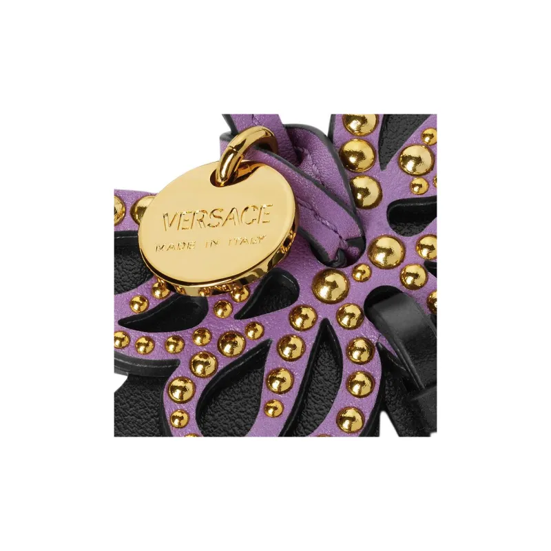 VERSACE Cow Leather Bag Charm Bag Merch Women's Black & Purple-2