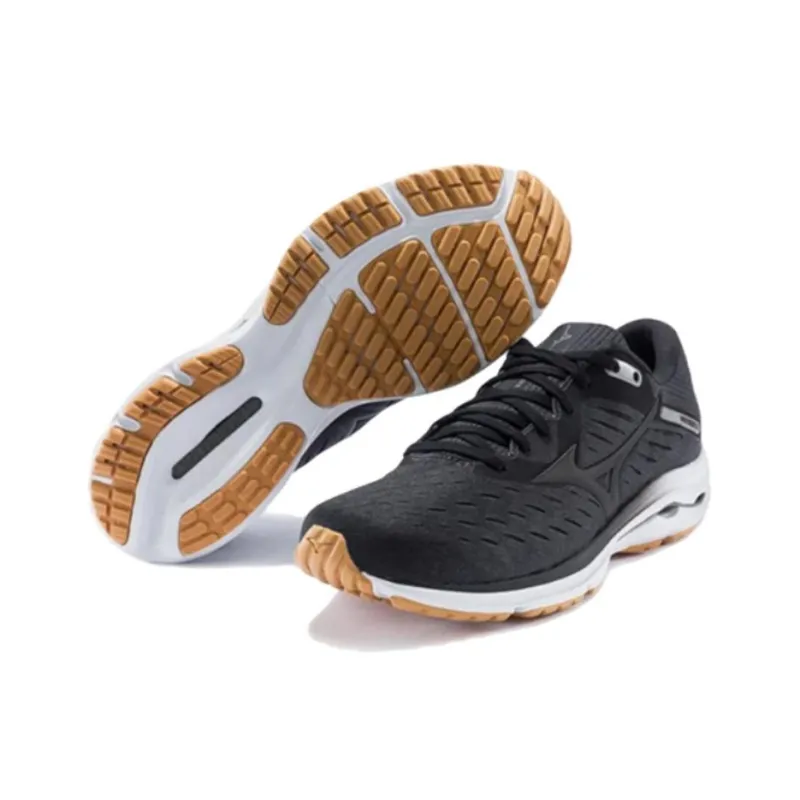 Mizuno Women's Wave Rider 24 Wide 'Grey Black'-2