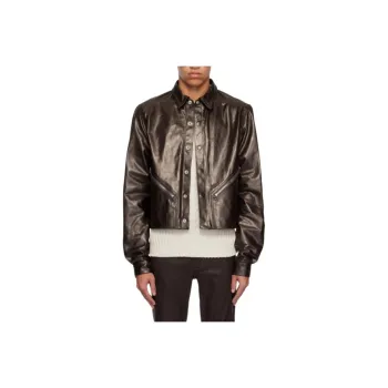 RICK OWENS/RO Leather Jacket Men's Brown