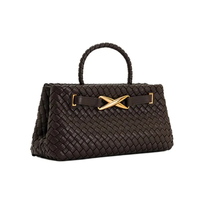 JW PEI Artificial Leather Handbag Medium Size Women's Black/Dark Brown-6