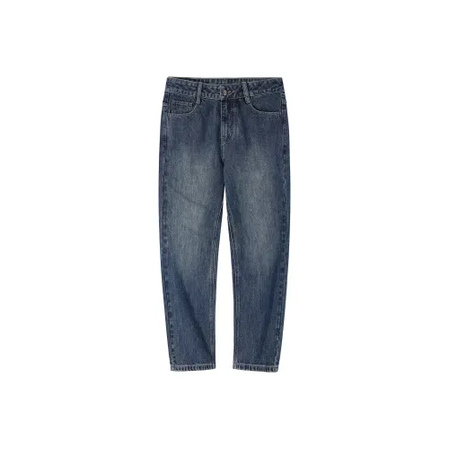 CAMEL Straight Fit Loose Fit Vintage Breathable Pants Versatile Casual Washed Distressed Jeans Men's