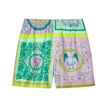 VERSACE Mixed Print Silk Shorts