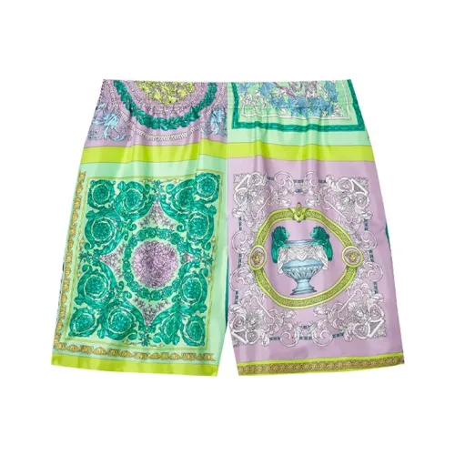 VERSACE Mixed Print Silk Shorts