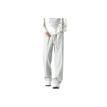 FAKE VINTAGE Casual Pants Unisex White Heather Gray