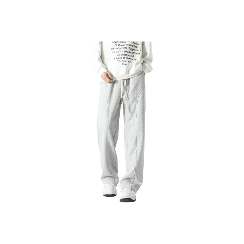 FAKE VINTAGE Casual Pants Unisex White Heather Gray-0