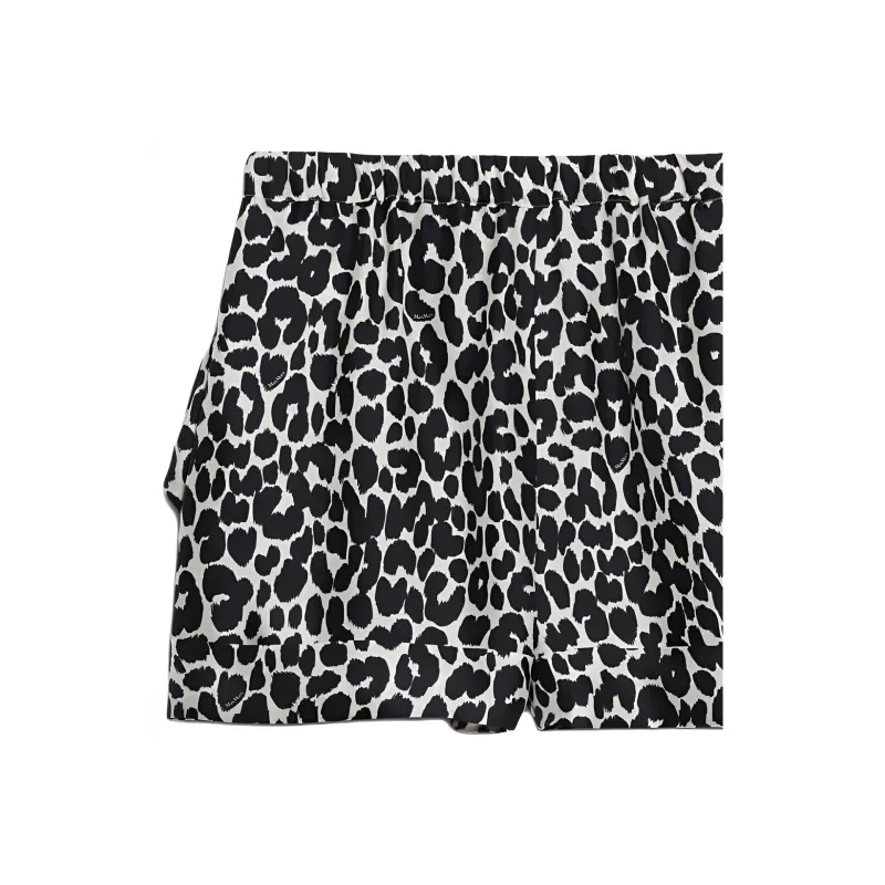 MaxMara Alcool Collection Printed Silk Shorts Casual Shorts Women's Black-4