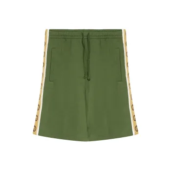 GUCCI Interlocking G Stripe Cotton Shorts