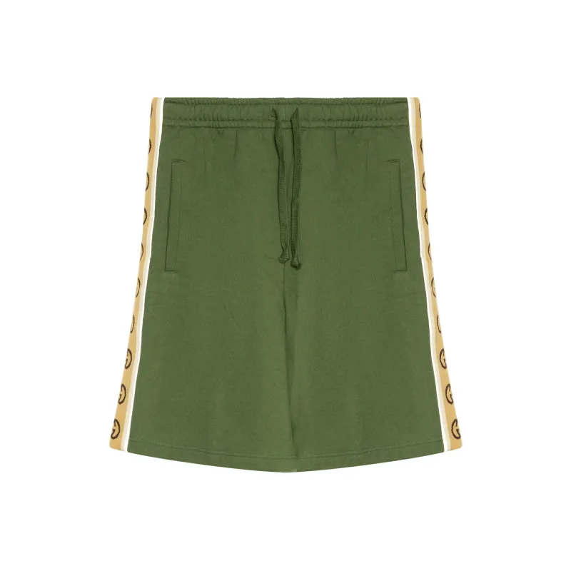 GUCCI Interlocking G Stripe Cotton Shorts-0