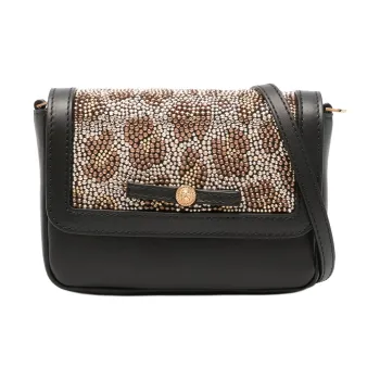 FANSIZHE Gianni Cow Leather Shoulder Bag Women's Black