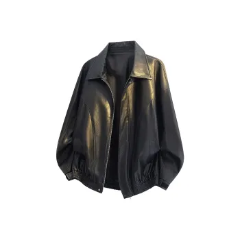 MARK WAFFLE Leather Jacket Unisex