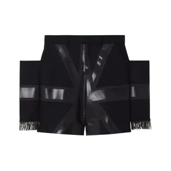 Burberry Flag Print Grain De Poudre Wool Tailored Shorts