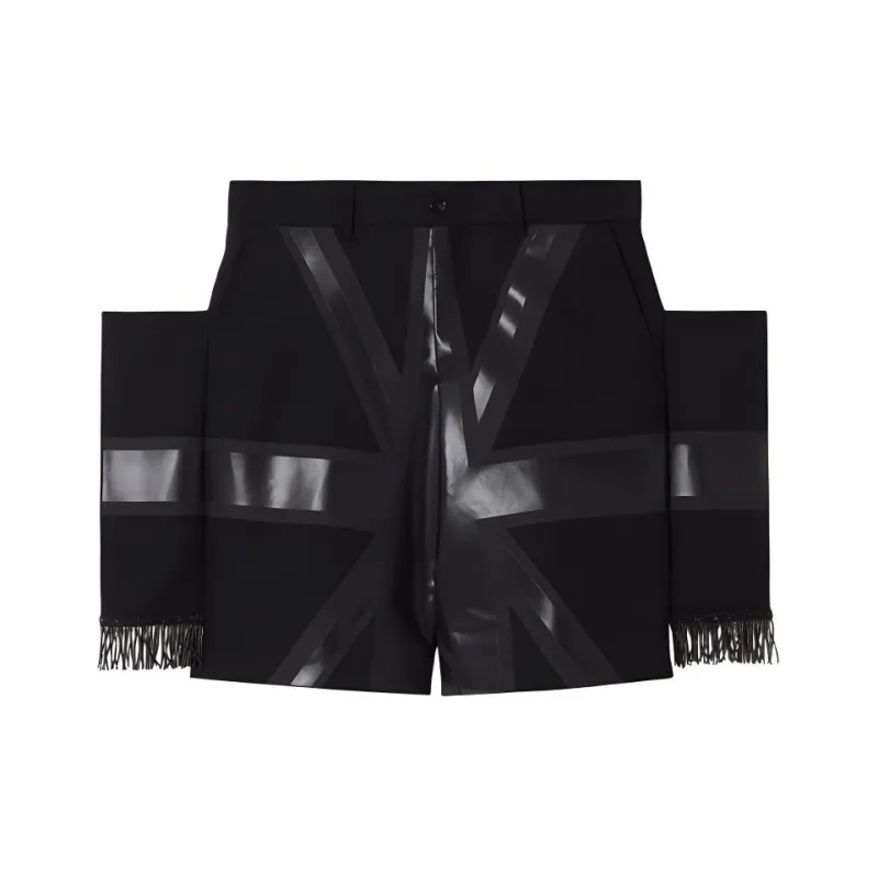 Burberry Flag Print Grain De Poudre Wool Tailored Shorts-0