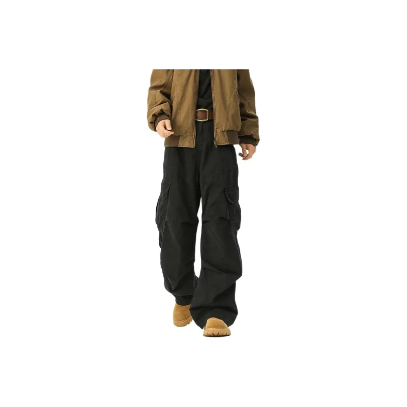 Qnxeey Cargo Pants Unisex Black-0