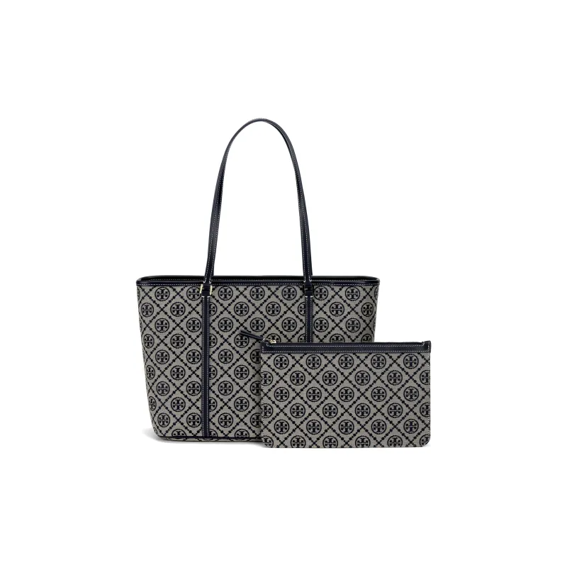 TORY BURCH T Monogram Small Zip Tote Navy-0
