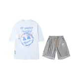 White Gray Clothing Sets (White Top+Gray Pants)