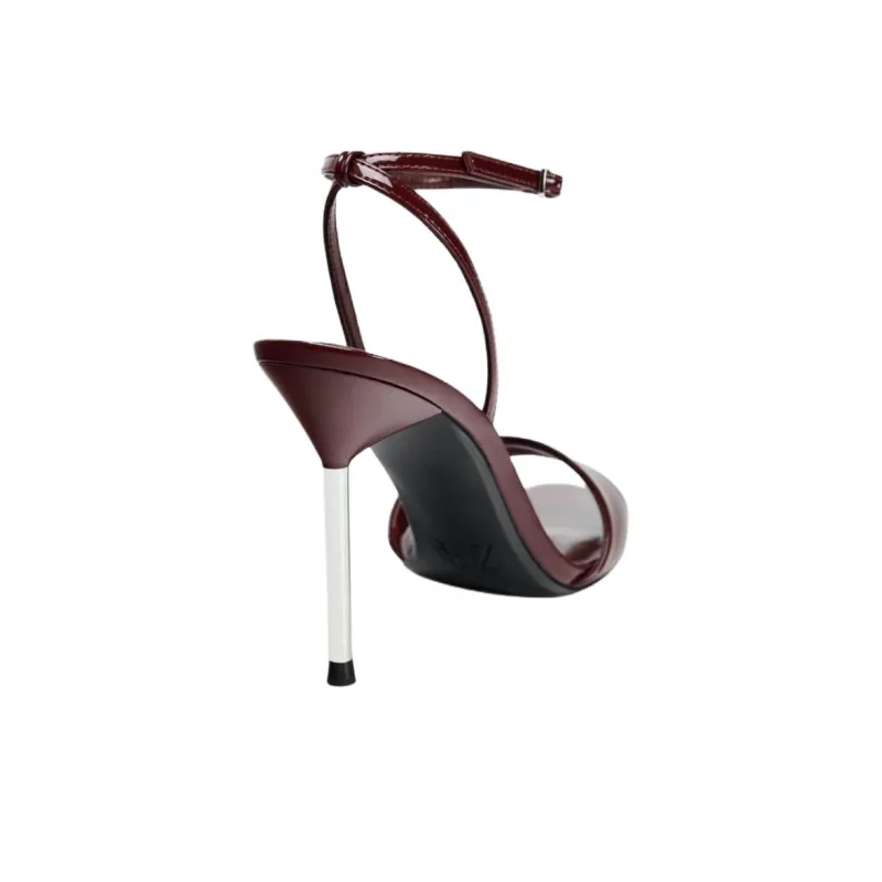 ZARA One Strap Sandals 10cm Women's Red-2