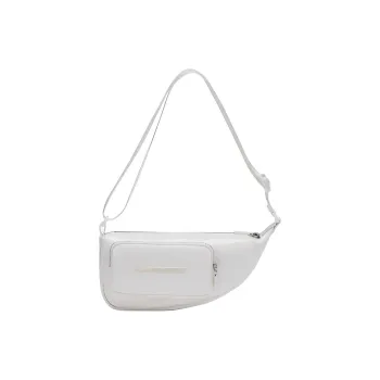 LACOSTE PU Saddle Bag Shoulder Bag Crossbody Bag Medium Size Unisex Cream White