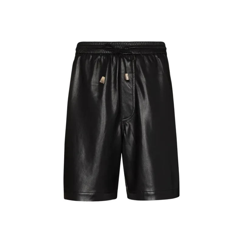 NANUSHKA Drawstring Vegan Leather Bermuda Shorts-0