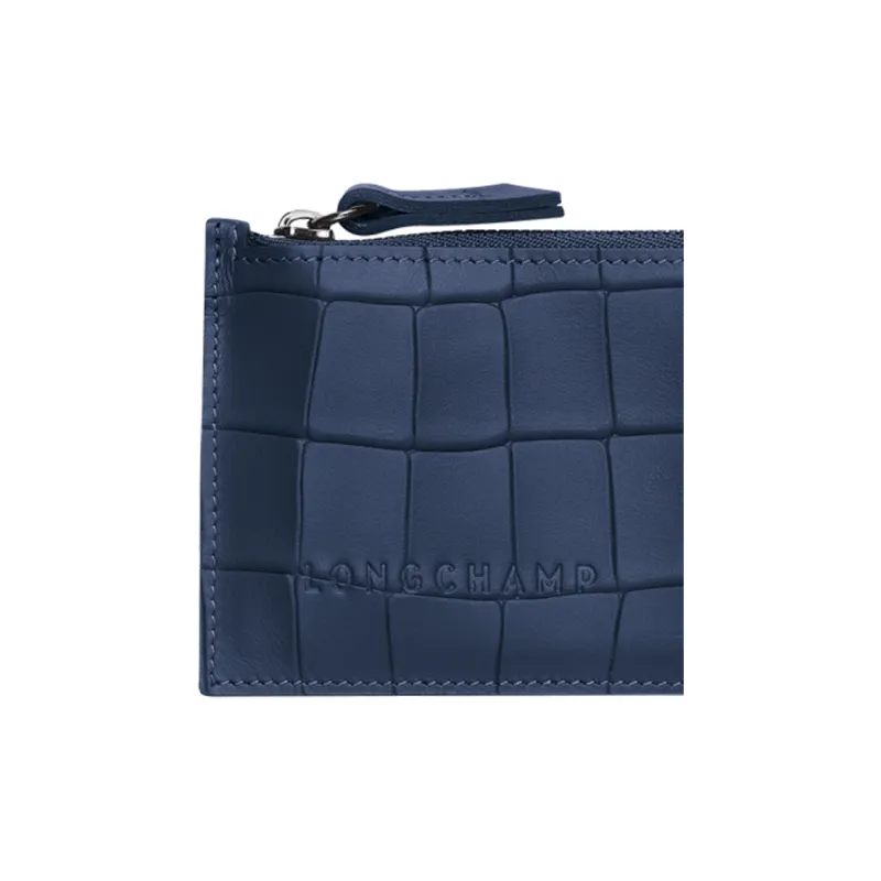 LONGCHAMP Croco Block Cow Leather Coin Purse, Card Holder Men's Marine Blue-2