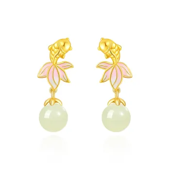 ZSY Earrings Pale Greenish White Jade Women's
