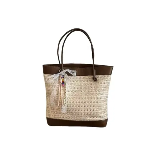 FREEHIKE Woven Shoulder Bag Large Size Women's Ecru/Khaki