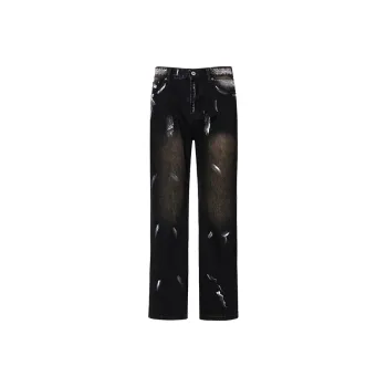 GTRG Jeans Unisex Dirty Dyed Black