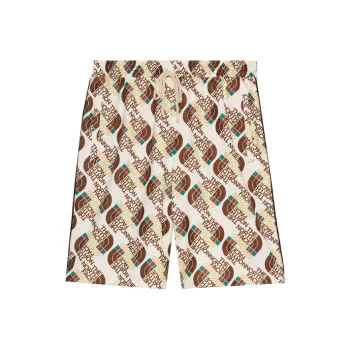 GUCCI X The North Face Logo Web Print Silk Shorts
