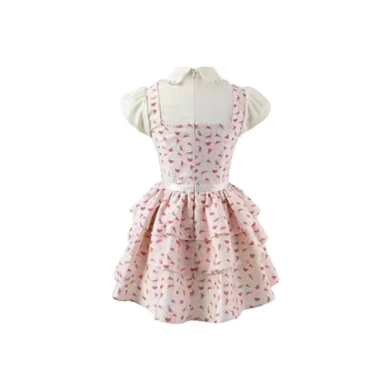ABCMININ Short Sleeved Dress Women's Pink-1