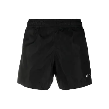 OFF WHITE Logo Print Quote Motif Swim Shorts