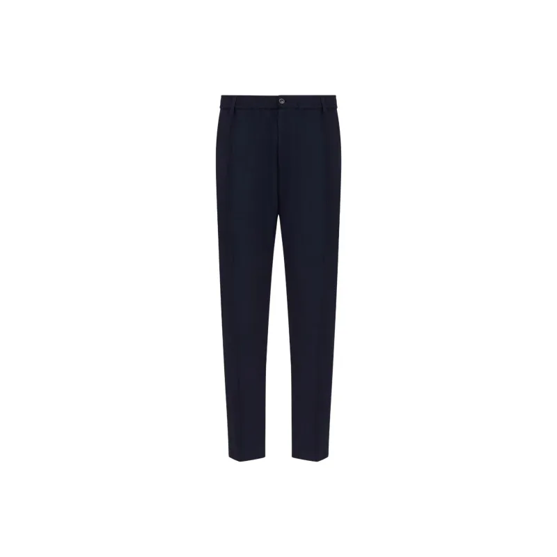 EMPORIO ARMANI Pleated Technical Seersucker Fabric Trousers-0