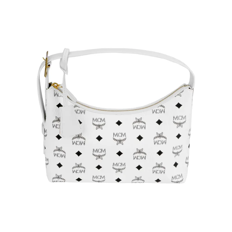 MCM Aren Canvas With Leather Handbag Trumpets Women's White-0