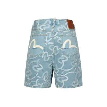 EVISU Denim Shorts Men Denim Blue All Over Print