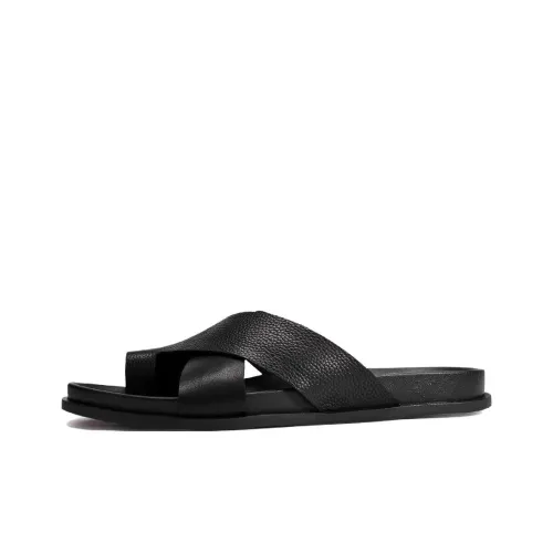 Voguhomme Rubber Sole Slip Resistant Slide Slippers Men's Black