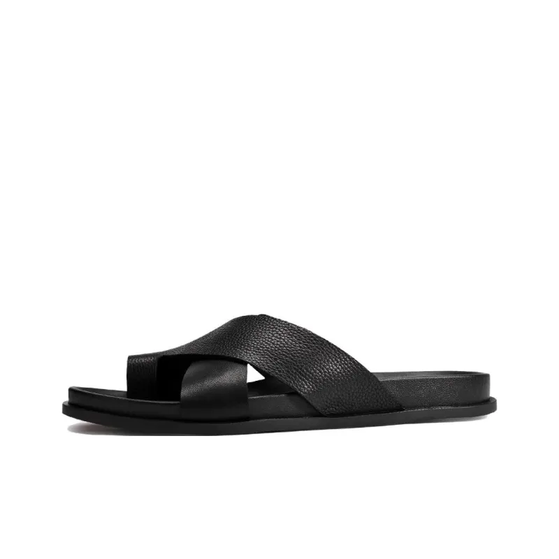 Voguhomme Rubber Sole Slip Resistant Slide Slippers Men's Black-0