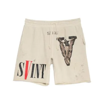 Vlone X SAINT Mxxxxxx Casual Shorts Men Brown