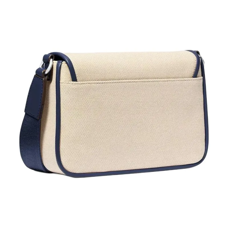 MICHAEL KORS Bradshaw Fabric Crossbody Bag, Shoulder Bag Medium Size Women's Beige & Marine Blue-2