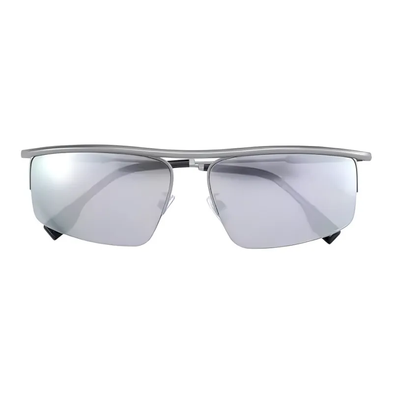 FENDI Metal Rectangular Sunglasses Men's Silver-2