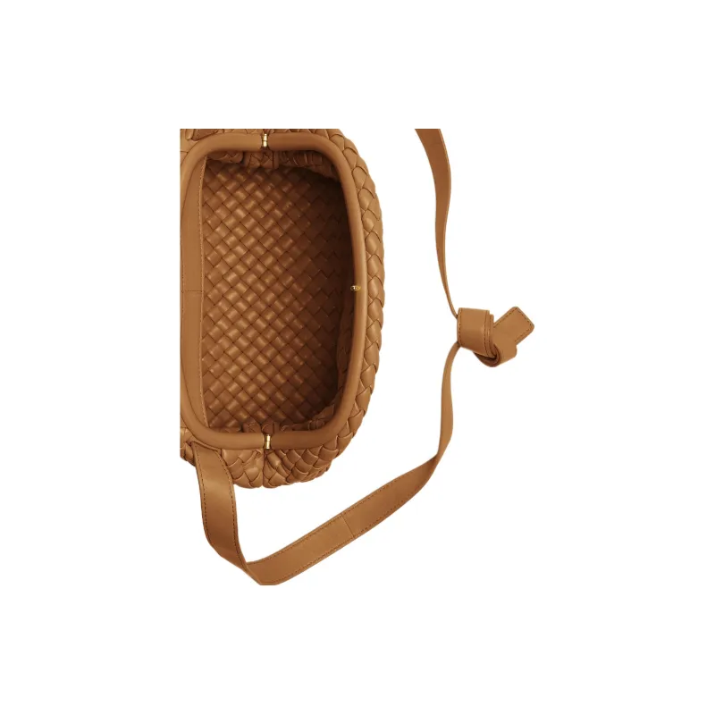 Bottega Veneta Handle Intrecciato Top Handle Small Camel-4