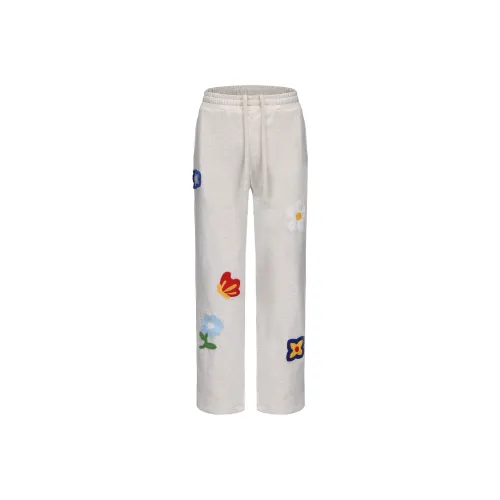 TOUHAOQINGNIAN Casual Pants Unisex White Heather Gray
