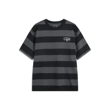 LiNing Sports Trend Series T Shirt Unisex Black Gray Stripes