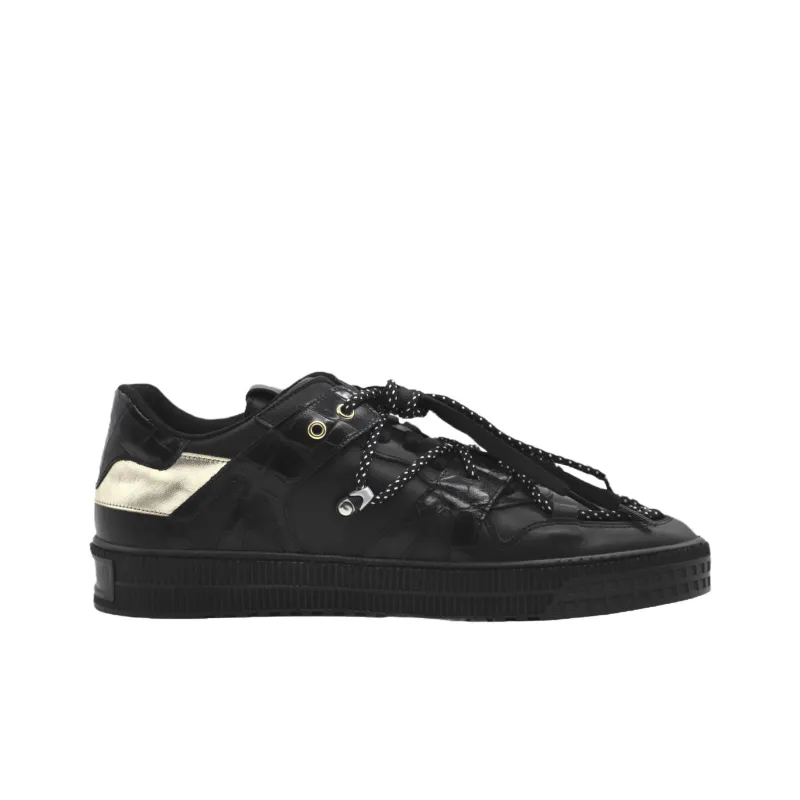 Giuliano Galiano Low Top Skateboard Shoes Men's Black Gold-1